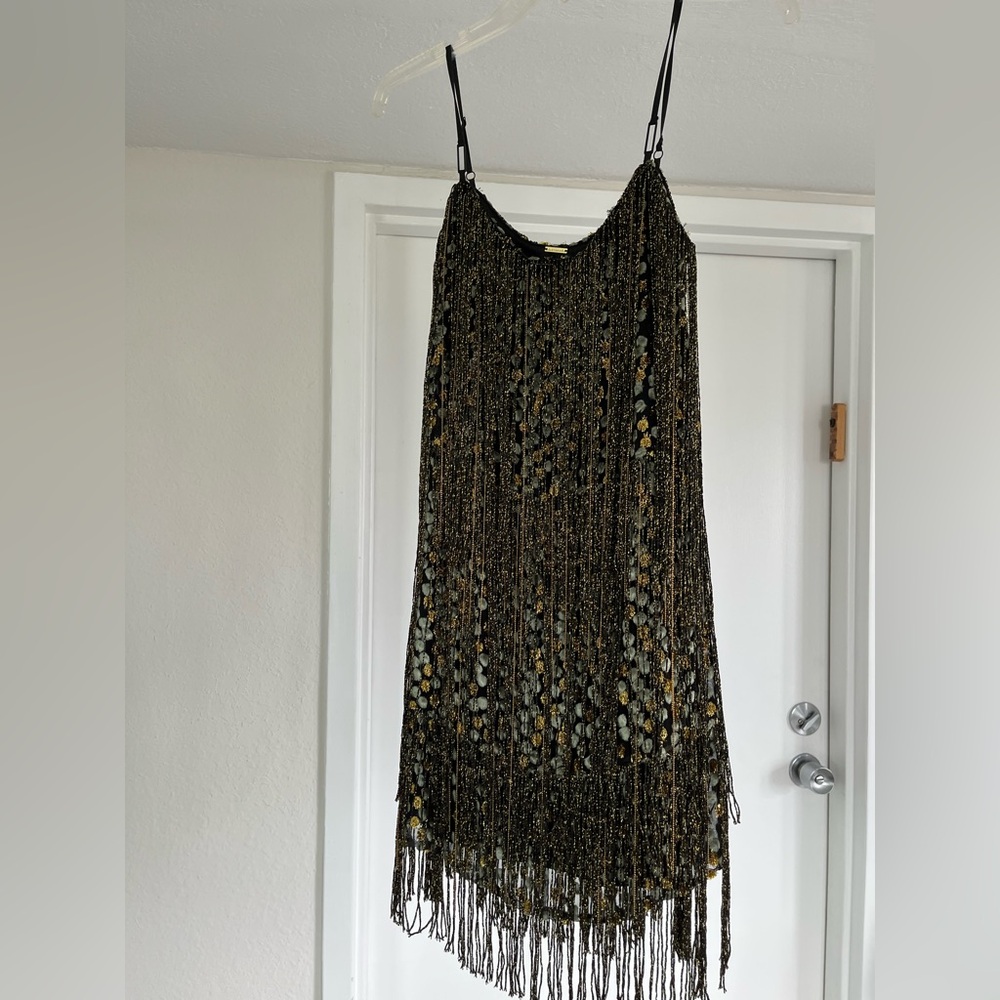 Elie Tahari Black and Gold Embellished Dress